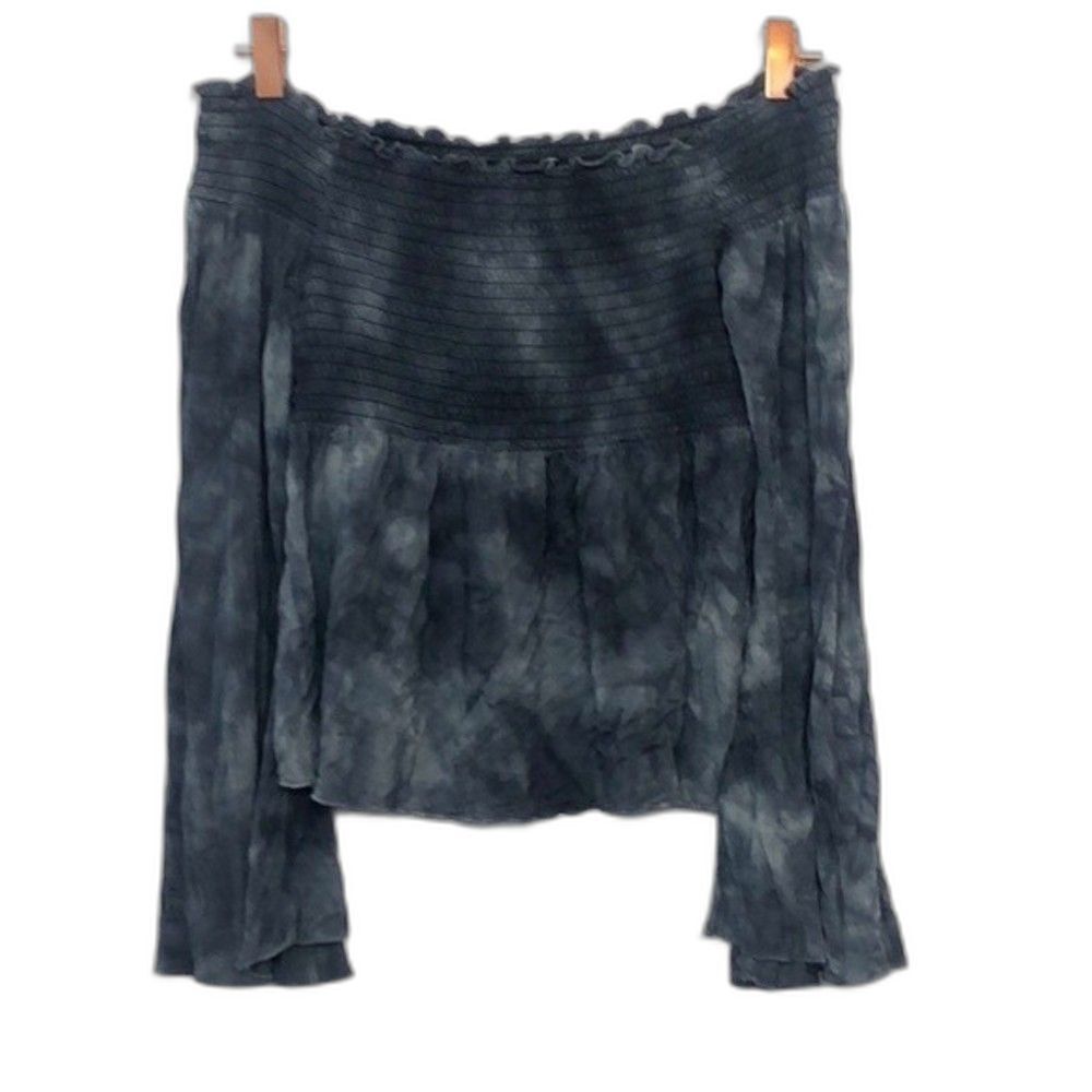 American eagle blue tie dye smocked off shoulder top like new small 22E